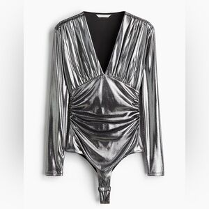 H&M DRAPED V-NECK THONG BODYSUIT